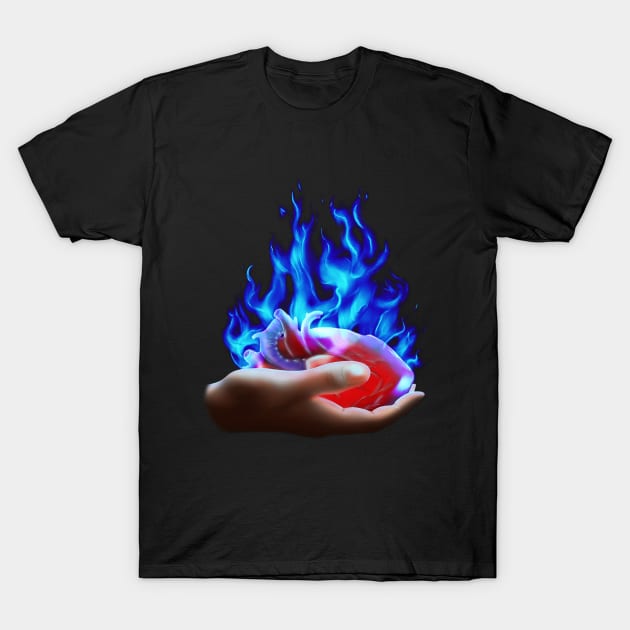 Burning heart T-Shirt by LanovenkoArt